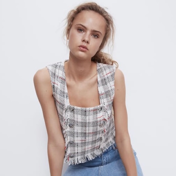 Zara Tops - NWT Zara tweed top with buttons